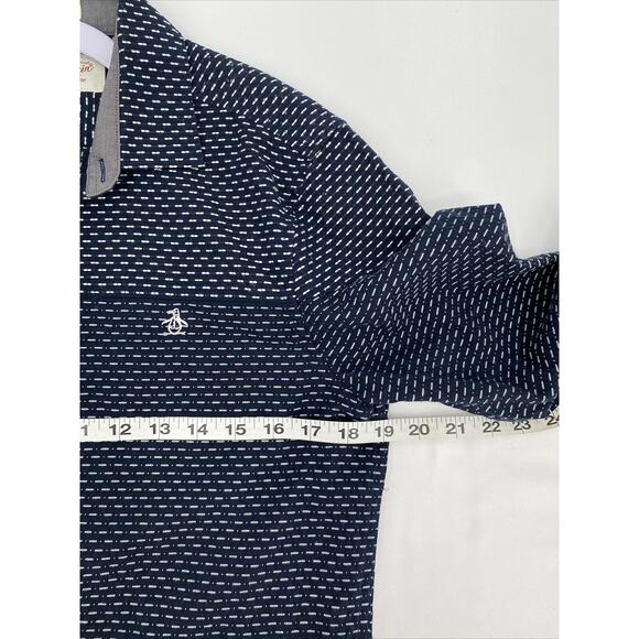 Original Penguin Mens Collared Long Sleeve Button Down AOP Shirt Blue Size S - Picture 10 of 10